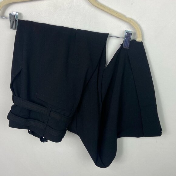 Anthropologie Black Wide Leg Pants Elevenses Size 2 Tie Waist Trousers Belted - Picture 9 of 10